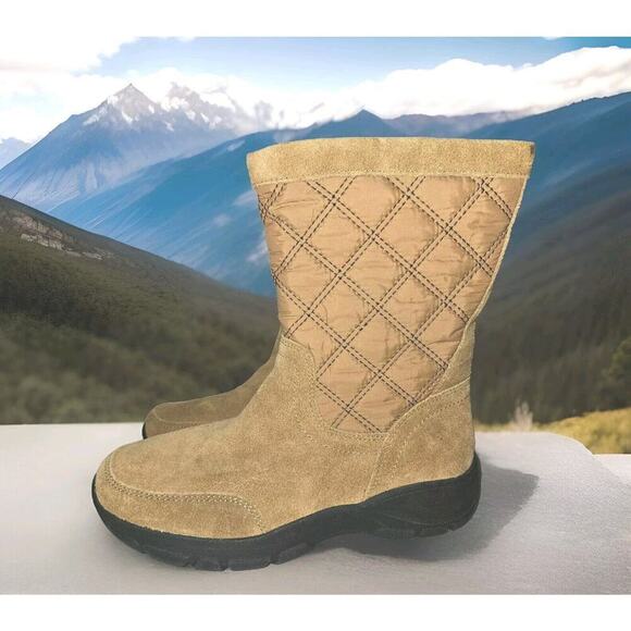 Lands' End Shoes - New! Lands End Womens Suede Quilted Boots All Weather Boots Size 7B Chestnut